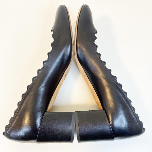 Chloe Black Scalloped Heels with Block Heel - Picture 5 of 8